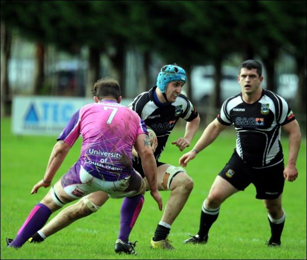 Craig Hudd carries during Bedwas' defeat to Pontypridd
