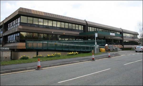The former council offices at Pontllanfraith