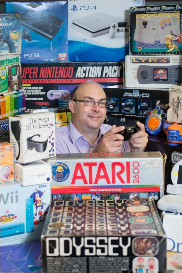 GOING RETRO: Samuel Anstee with his collection of consoles