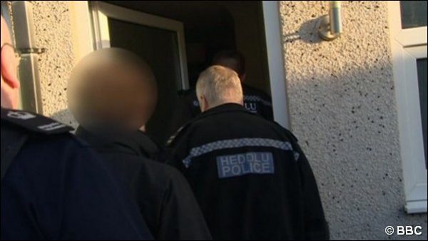 officials from the Home Office's Immigration Enforcement raided a flat in Commercial Street, Risca