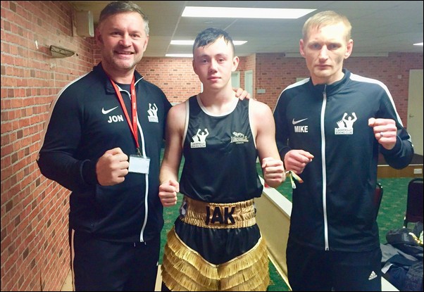 Caerphilly Boxing Club's Jon Scriven, Jak Williams, and Michael Ward