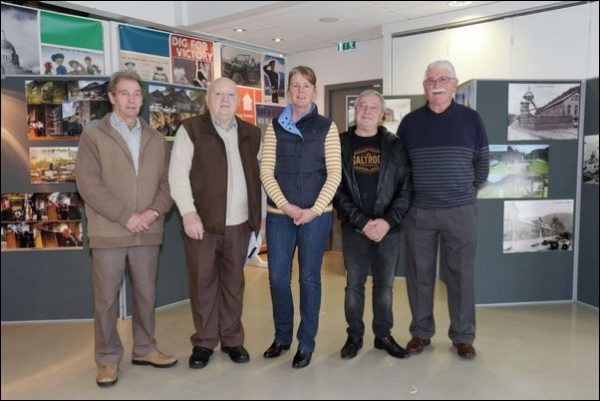 Ex-miners Bill Gabb, Leslie Lewis, Jim Durkee, and Don Williams with Judith Richards, whose father David Price sadly died during filming of the exhibition’s video