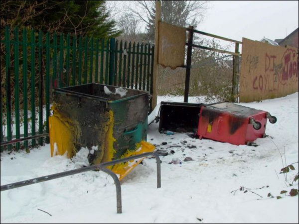 Bins have been set alight once again on Cliff Road, Blackwood