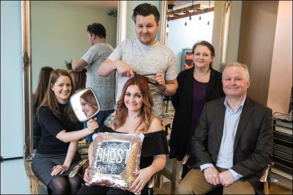 From left to right: Claire Vokes of Caerphilly County Borough Council, owners of Ghost Hair Sean and Lynzi Price, UK Steel Enterprise’s Gail Hannam, and Cabinet Member Cllr Sean Morgan. Picture by Nick Treharne