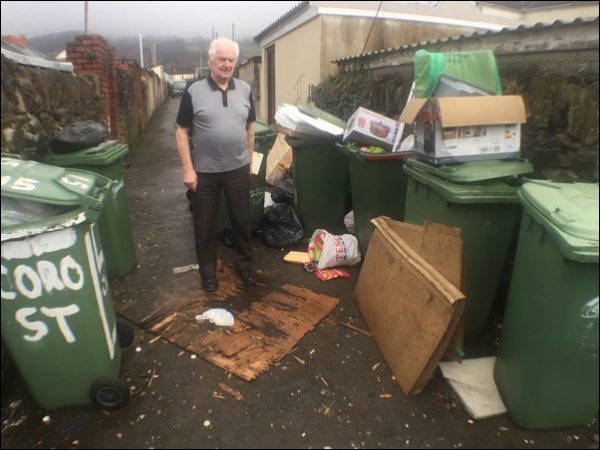IT’S RUBBISH: Ken Clark with just some of the rubbish piling up