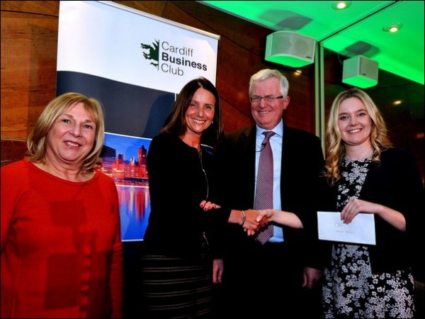 USW Vice-Chancellor Professor Julie Lydon; Carolyn Fairbairn, CBI Director General, Scott Waddington, Chairman of Cardiff Business Club, and Laura Davies