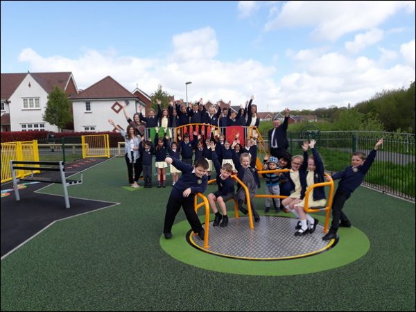 Pupils of Ysgol Penalltau got to try out the new play equipment recently