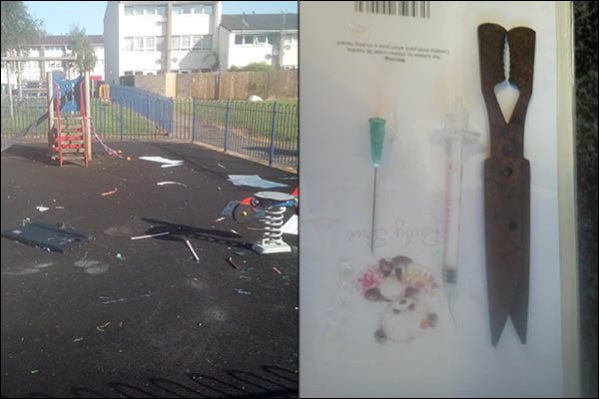 DUMPED: Pictures of the rubbish and needles dumped on Mornington Meadows