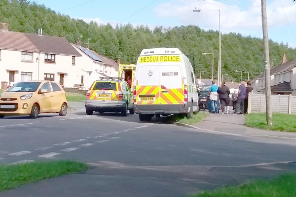 Emergency services in attendance after the man collapsed in Llanfabon Drive, Trethomas