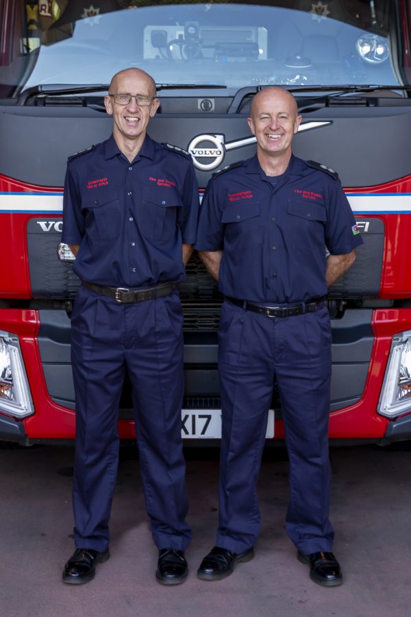 Station Manager Steve Logan on the left and former Watch Manager Phil Logan on the right