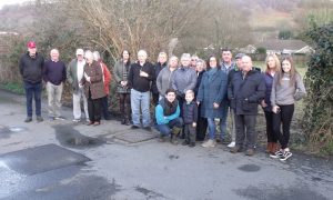 Llanbradach residents in front of the proposed development site