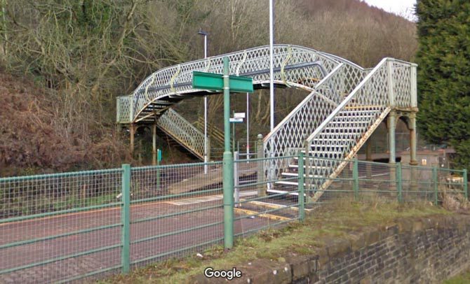 The Grade II listed bridge at Llanbradach railway station
