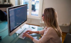 working from home stock image