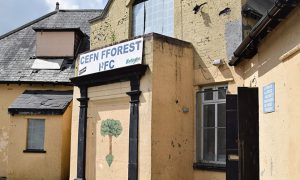 Cefn Fforest Miners' Institute in a state of disrepair