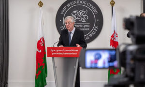First Minister Mark Drakeford during a Welsh Government coronavirus press conference