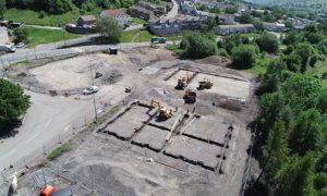 An aerial view of the Rhymney Lawns Estate taken in May 2020.