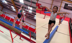Young gymnasts taking part in socially distanced classes