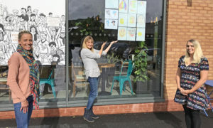Julie McIlhiney, left, Kate Davey, centre, and Elin Thomas outside Esquires Coffee in Castle View