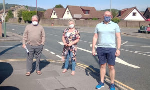 Councillor Phil Bevan, left, with campaigners Lisa Burrows and Martin Downes