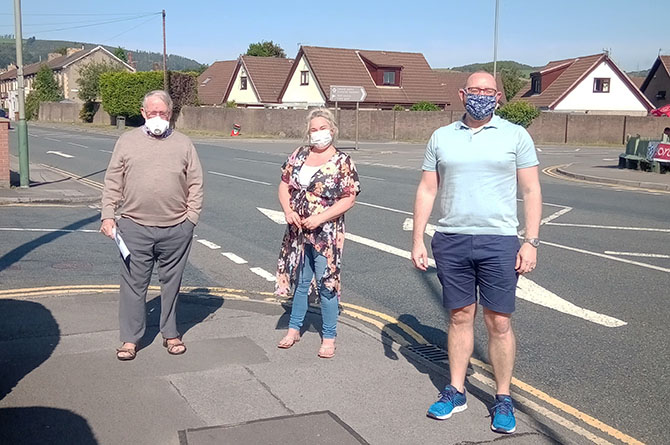 Councillor Phil Bevan, left, with campaigners Lisa Burrows and Martin Downes