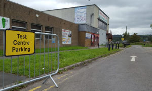 A temporary coronavirus test centre has been set up outside Caerphilly leisure centre