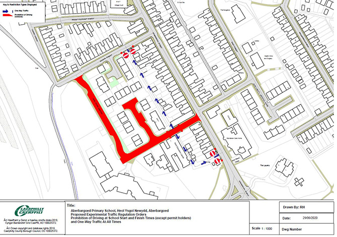 The traffic regulation order in place at Aberbargoed Primary
