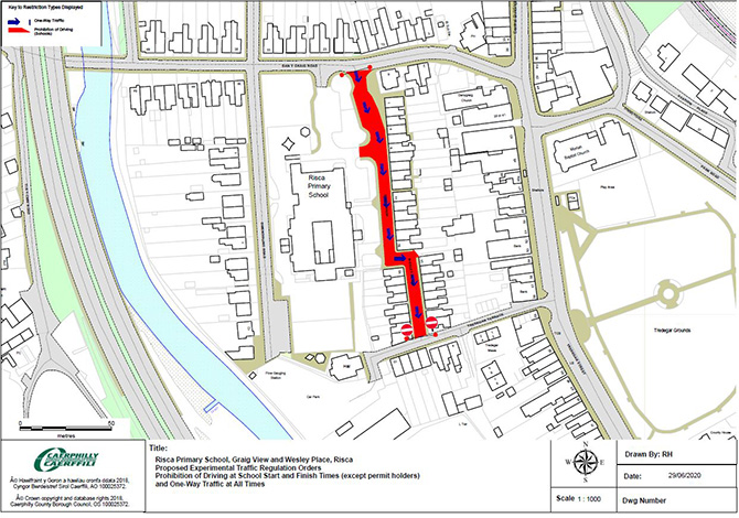 The traffic regulation order in place at Risca Primary