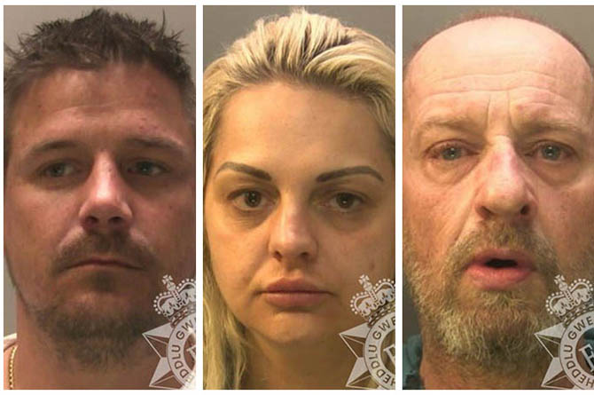 Rhys Davies, Charlotte Hathaway and Paul Bowley have all been jailed