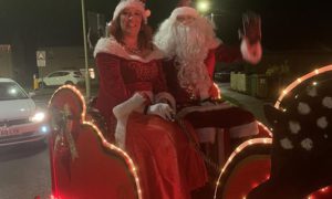 Father Christmas and Mother Christmas in Bedwas as part of Operation Santa BTM 2020