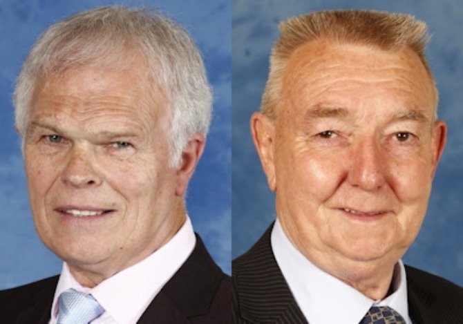 Llanbradach ward councillors Colin Mann, left, and Rob Gough