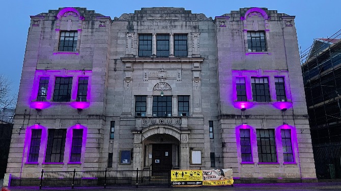 Blackwood Miners' Institute lit up to mark Holocaust Memorial Day