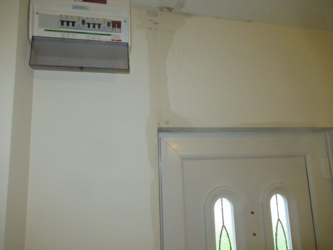 Water damage near the electrical box