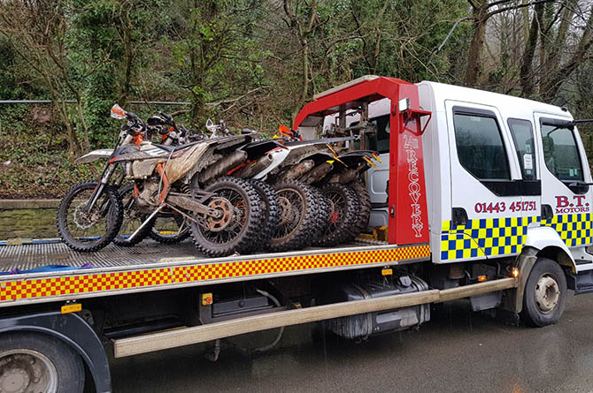Some of the off-road bikes seized by police