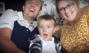Kirk Ellis with his four-year-old son and partner Elizabeth