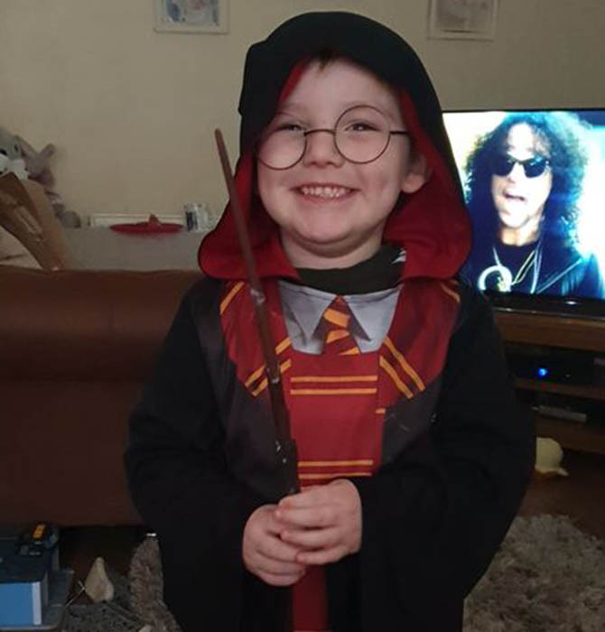 Harrison-Jay dressed as Harry Potter
