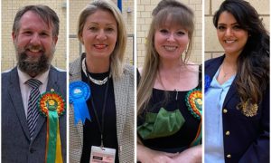 From left: Regional Senedd Members Peredur Owen Griffiths, Laura Anne Jones, Delyth Jewell and Natasha Asghar