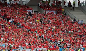 Fans at Wales' Euro 2016 opening game against Slovakia in Bordeaux, France