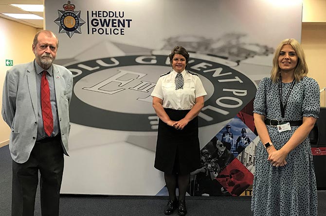 Police and Crime Commissioner Jeff Cuthbert, Chief Constable Pam Kelly, centre, and victim care unit supervisor Shannon Hillman