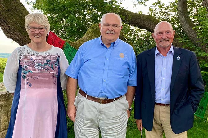 New Rotary in South Wales district governor Ray Bevan, centre, with fellow Rotarians Mary Adams and Wayne Morgan