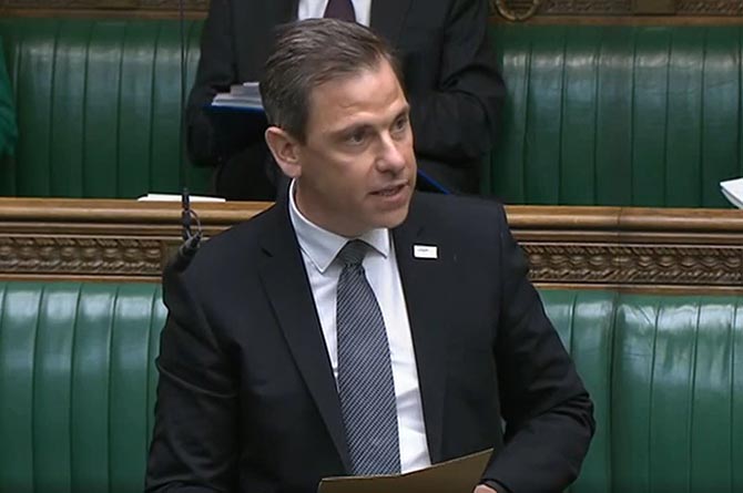 Islwyn MP Chris Evans speaking in the House of Commons