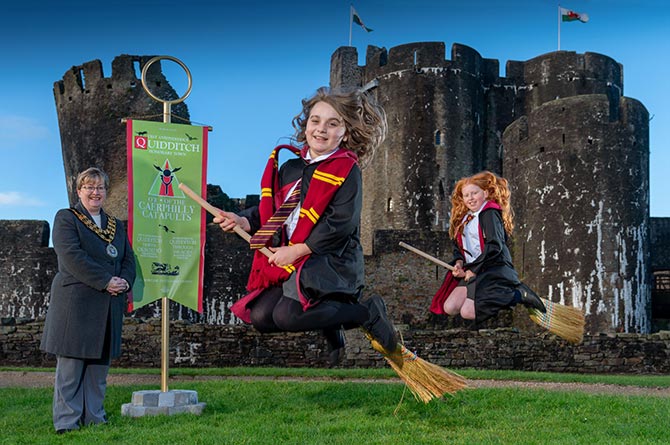 Caerphilly's Quidditch heritage has been celebrated as part of a promotion for J.K Rowling's new book