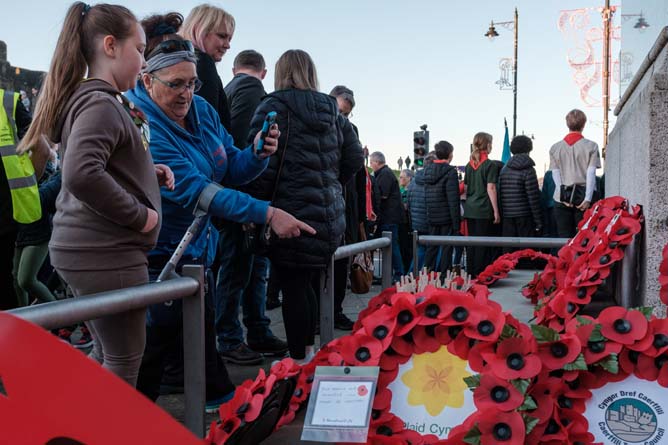 Remembrance Sunday parade in Caerphilly town centre