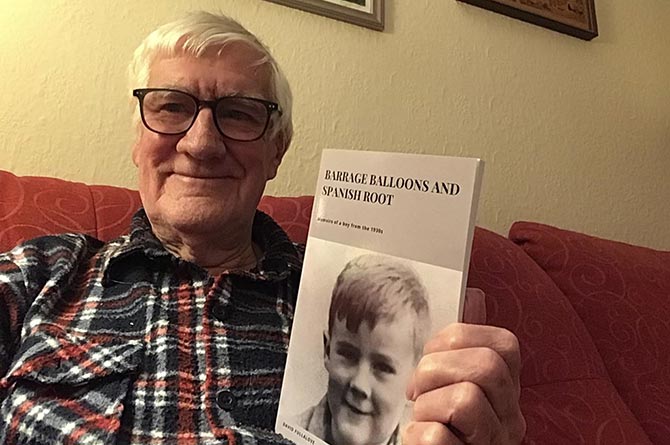 David Fullalove with his book, Barrage Balloons and Spanish Root