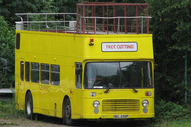 A tree-cutting bus