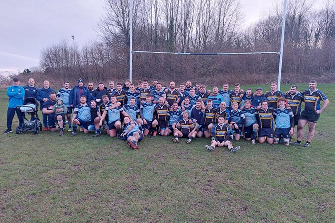 Bargoed RFC players after their annual fixture with Hawick Harlequins