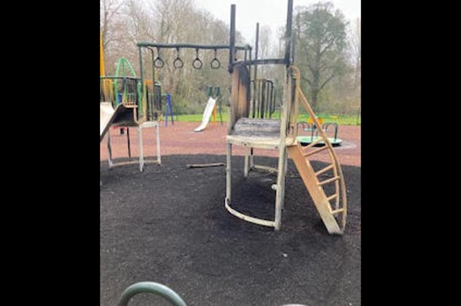 Woodfieldside Playground after the arson attack