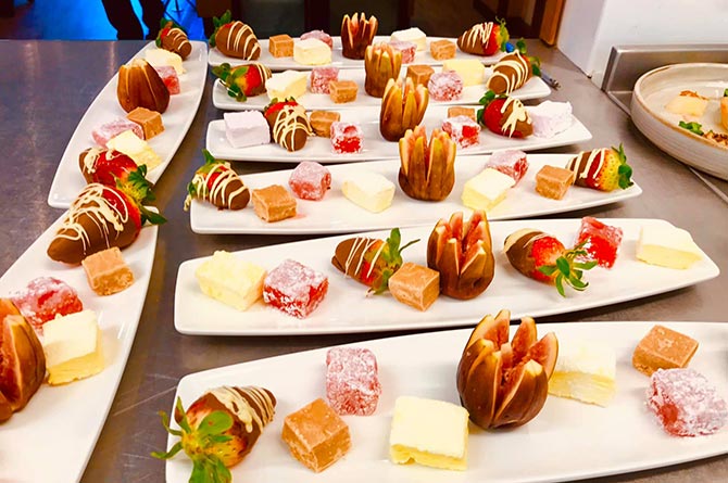 Food prepared by Coleg y Cymoedd students at their Scholars restaurant