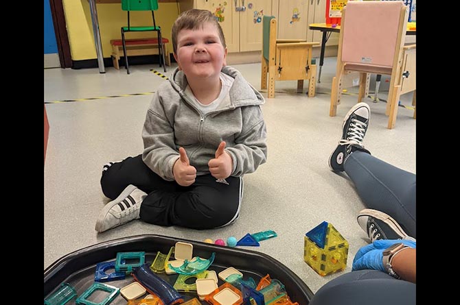 Six-year-old Deacon attends the Sparkle play groups at the Caerphilly Children's Centre