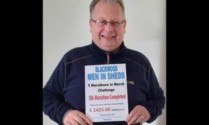 Cllr Andrew Farina-Childs raised more than £1,400 for Blackwood Men's Sheds project