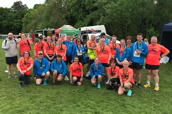 Members of the Caerphilly Runners club after the Caerphilly 10k